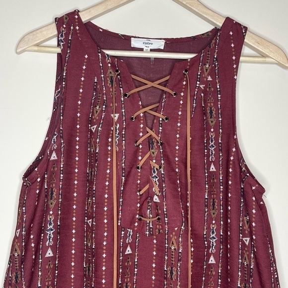 𝅺ENTRO rust aztec western tie neck shift dress - Picture 3 of 7